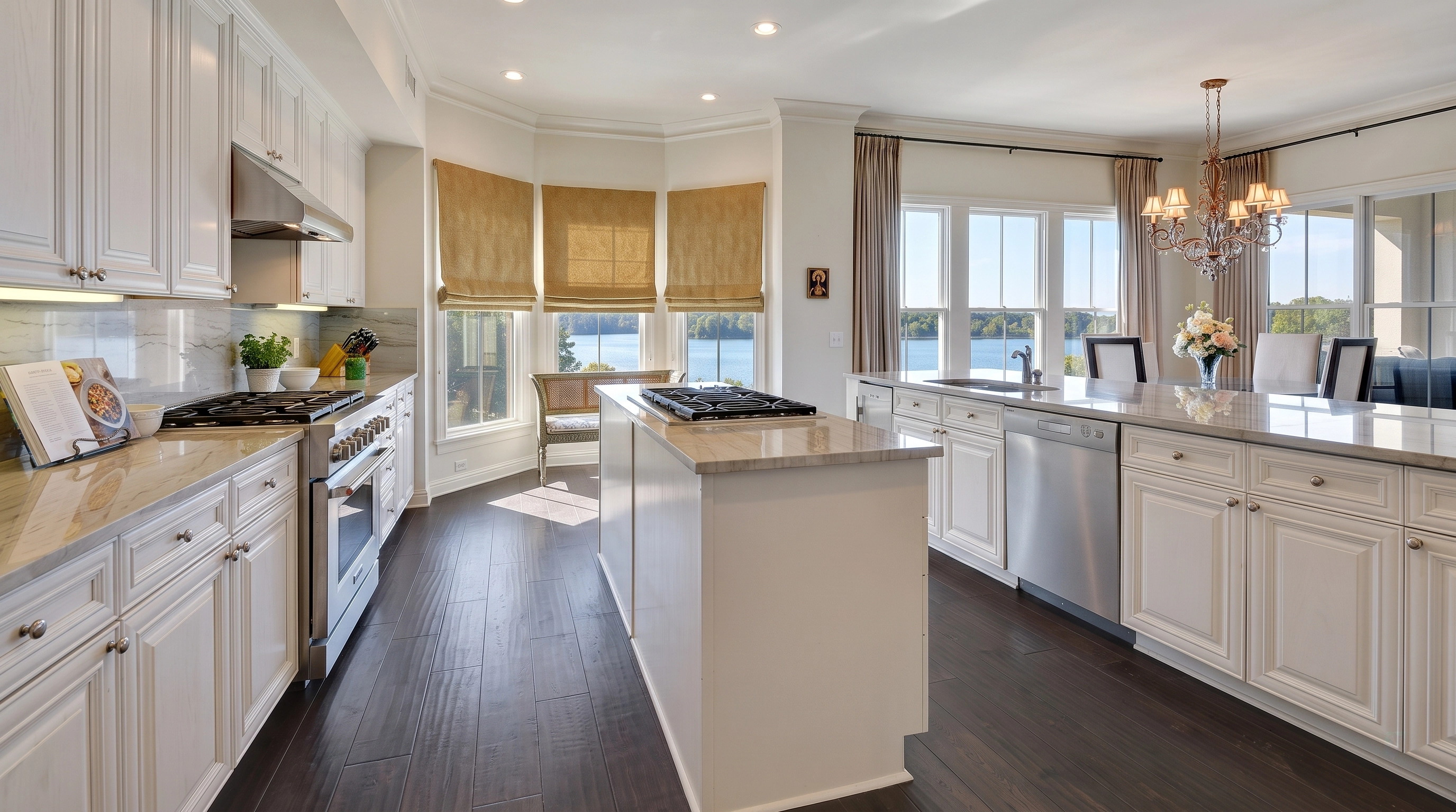 White kitchen with island