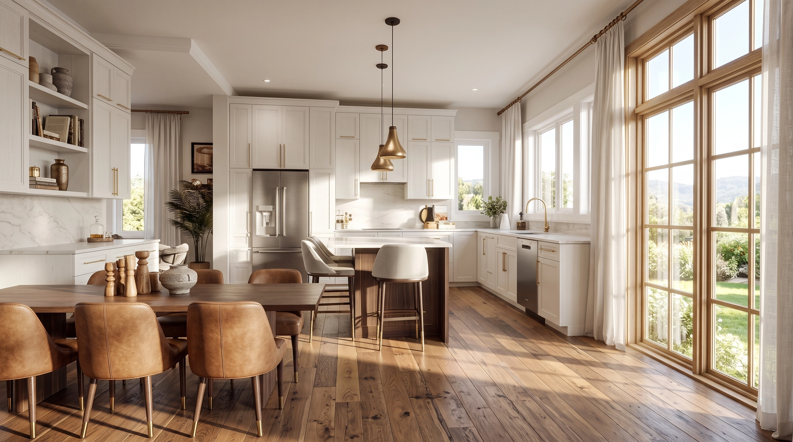 White kitchen dining leather chairs